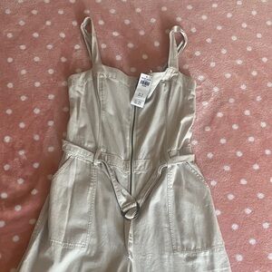 Hollister Cream Straight Leg Jumpsuit